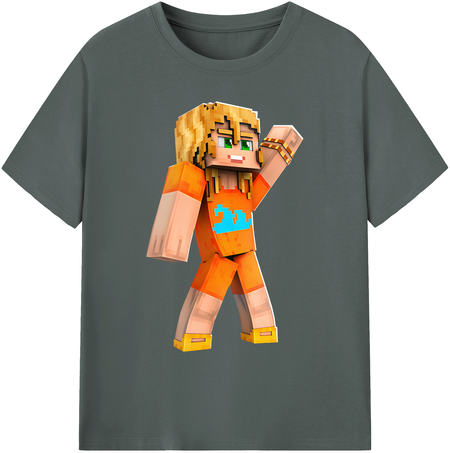（画像用） マインクラフト ブロックの世界 Minecraft MC Block world 綿100％ メンズ半袖Tシャツ｜肌触りやわらか＆通気性